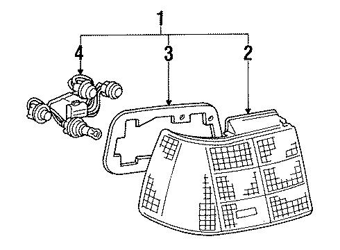 1994 Hyundai Excel Backup & Tail Lamps Lamp Assembly-Rear Combination, LH Diagram for 92401-24351-D