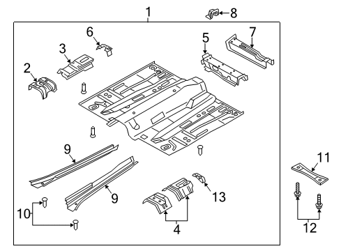 2015 Ford C-Max Pillars, Rocker & Floor - Floor & Rails Rear Crossmember Diagram for CV6Z-78108K39-A