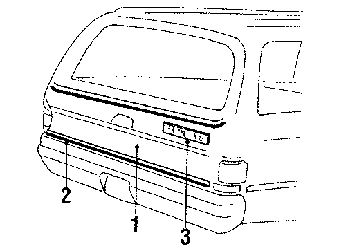 1990 GMC V2500 Suburban Rear Loading Door - Rear Cargo Door Support Asm-End Gate Diagram for 15599489