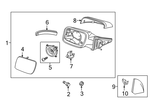 2018 Ford Explorer Outside Mirrors Mirror Cover Diagram for GB5Z-17D743-BAPTM