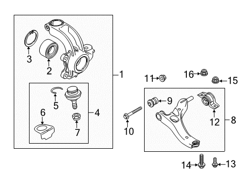 2013 Ford Transit Connect Front Suspension Components, Lower Control Arm, Stabilizer Bar Ball Joint Nut Diagram for -W706854-S442