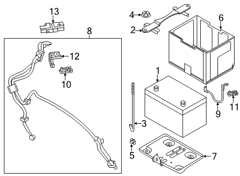 2013 Infiniti M56 Battery Clamp - Battery Cover Diagram for 24432-AA000