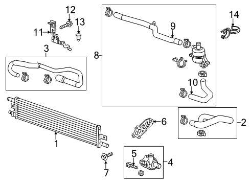 2013 Buick LaCrosse Inverter Cooling Components Lower Hose Retainer Diagram for 11519715