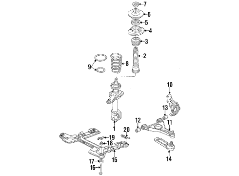 1991 Eagle Premier Front Suspension Components, Lower Control Arm, Stabilizer Bar, Suspension Service Mount Asm Front Suspension STRUT D Diagram for 5272048