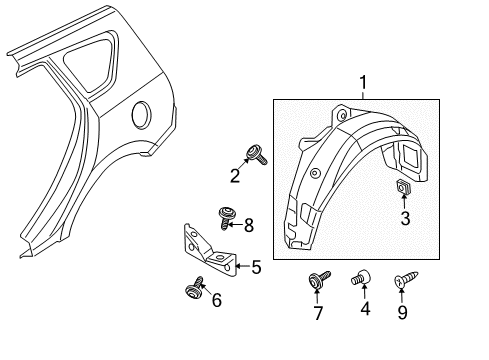 2009 Hyundai Elantra Exterior Trim - Quarter Panel Guard Assembly-Rear Deflector, LH Diagram for 86861-2L000