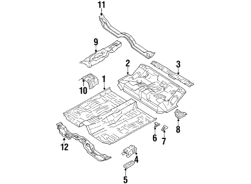 1990 Toyota Corolla Floor Pan Seat Support Diagram for 58275-12020