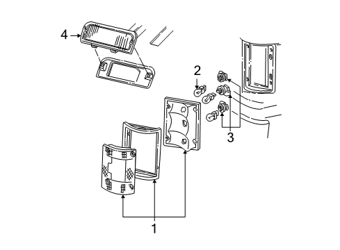 1994 Ford E-150 Econoline Bulbs Combo Lamp Assembly Diagram for F2UZ-13405-A