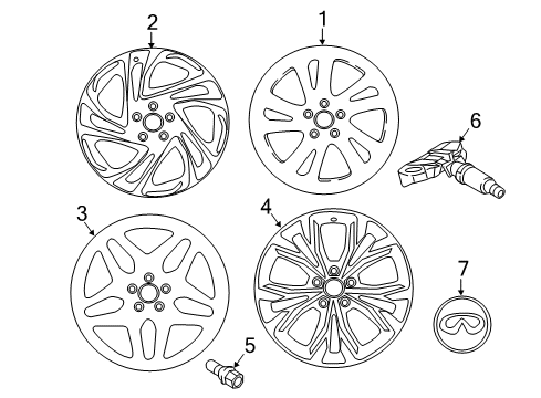 2017 Infiniti QX30 Wheels, Covers & Trim Aluminum Wheel Diagram for D0300-5DM3D