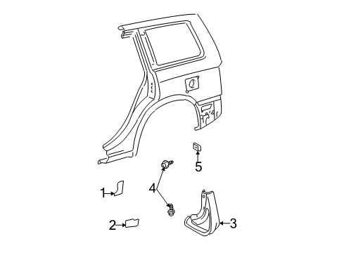 2002 Toyota Highlander Exterior Trim - Quarter Panel Mud Guard Diagram for 76625-48020-A0