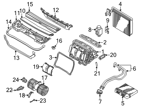 2002 BMW 325xi Heater Core & Control Valve Evaporator Diagram for 64119135744