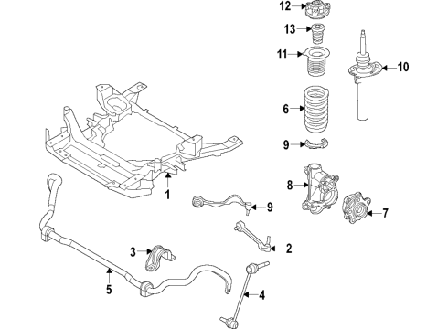 2021 BMW M440i Front Suspension Components, Ride Control, Stabilizer Bar FRONT RIGHT SPRING STRUT Diagram for 31316888418