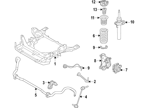 2021 BMW M440i Front Suspension Components, Ride Control, Stabilizer Bar LEFT FRONT SPRING STRUT Diagram for 31316888417