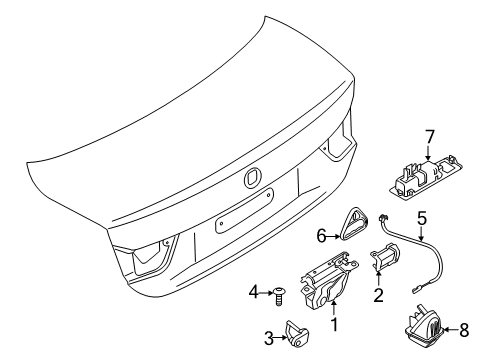 2019 BMW 440i Trunk Catch Bracket Left Diagram for 51247295249