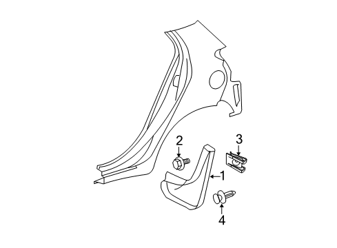 2011 Toyota Yaris Exterior Trim - Quarter Panel Mud Guard Diagram for 65632-52100