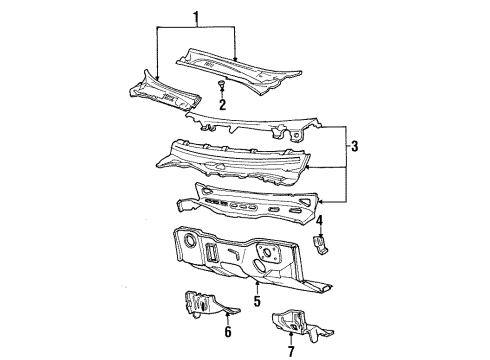 2001 Lincoln Town Car Cowl Dash Panel Diagram for F8VZ5401610AA