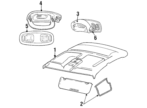 1996 Chrysler New Yorker Interior Trim - Roof Handle Diagram for QB26MF1AB