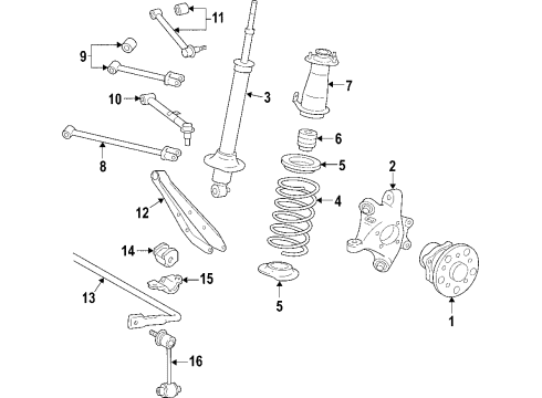 2010 Lexus GS460 Rear Suspension Components, Lower Control Arm, Upper Control Arm, Ride Control, Stabilizer Bar Bar, Stabilizer, Rear Diagram for 48805-30050