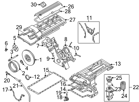 2002 BMW Z8 Engine Parts Cover Diagram for 11231407526