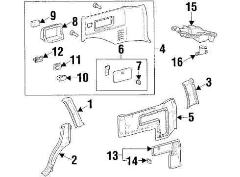 1996 Lexus LX450 Interior Trim - Quarter Panels Cover, Quarter Pillar, Upper RH Diagram for 62583-60080-A0