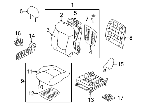 2013 Kia Forte Koup Front Seat Components Cushion Assembly(W/O Track Diagram for 882051M631AF7