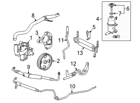 2011 Cadillac SRX P/S Pump & Hoses, Steering Gear & Linkage Rear Suction Hose Diagram for 20953767