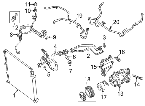 2021 Jeep Cherokee A/C Condenser, Compressor & Lines A/C Suction & Discharge Diagram for 68288395AB