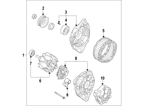 2012 Kia Soul Alternator Complete Front Housing Diagram for 373022E300