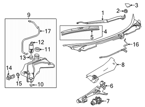2022 Chevrolet Corvette Wiper & Washer Components Wiper Linkage Diagram for 84660618