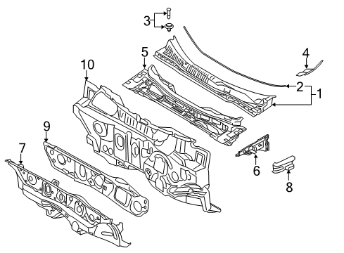 2015 Kia Cadenza Cowl Cover Assembly-Cowl Top Diagram for 861543R000
