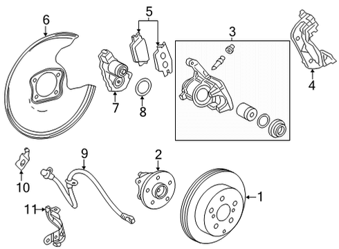 2022 Lexus NX350 Rear Brakes Mounting, RR Disc Br Diagram for 47821-42110