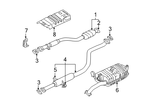 2005 Hyundai Elantra Exhaust Components Tail With Muffler Pipe Diagram for 28700-2D810
