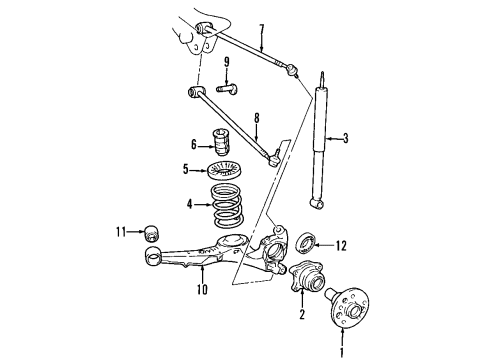 2001 Hyundai Santa Fe Rear Suspension Components, Lower Control Arm, Upper Control Arm Rear Wheel Hub Assembly Diagram for 52750-26100