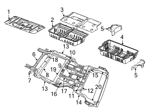 2005 Dodge Grand Caravan Floor & Rails Pan-Rear Floor Pan Diagram for 5109072AK