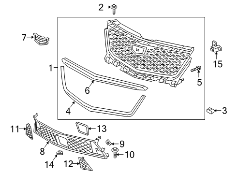 2021 Cadillac XT6 Grille & Components Emblem Diagram for 84683024