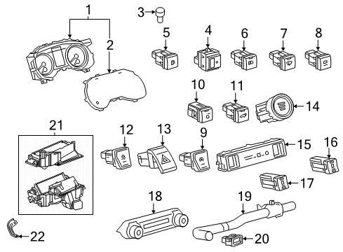 2021 Toyota RAV4 Cluster & Switches, Instrument Panel Instrument Light Rheostat Diagram for 84119-0R020