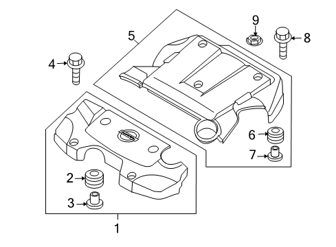 2015 Nissan 370Z Engine Appearance Cover Nut Diagram for 14372-4M50A