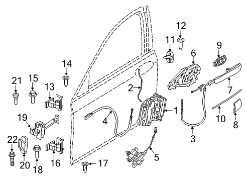 2021 BMW 745e xDrive Front Door Bowden Cable, Door Opener, Front Diagram for 51217337997