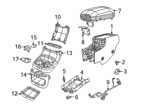 2022 Dodge Durango Center Console Armrest-Console Diagram for 1YU65LA8AC