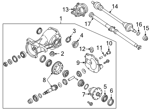 2010 Hyundai Santa Fe Drive Axles - Rear Cover Assembly Diagram for 530753B300