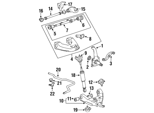 1992 Toyota 4Runner Front Suspension Components, Lower Control Arm, Upper Control Arm, Stabilizer Bar Dust Cover Diagram for 48174-26010