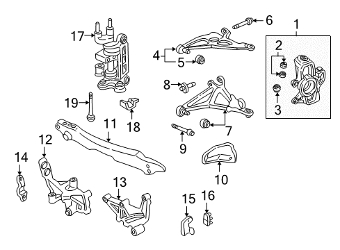 1995 Acura NSX Front Suspension Components Knuckle, Left Front Diagram for 51215-SL0-902