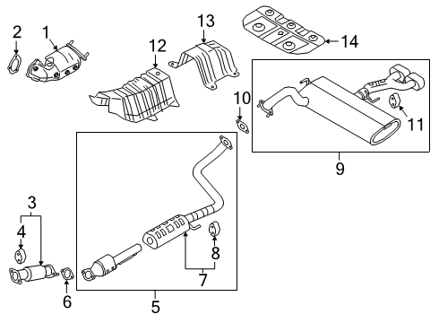 2021 Kia Soul Exhaust Components Center Muffler Complete Diagram for 28600K0500