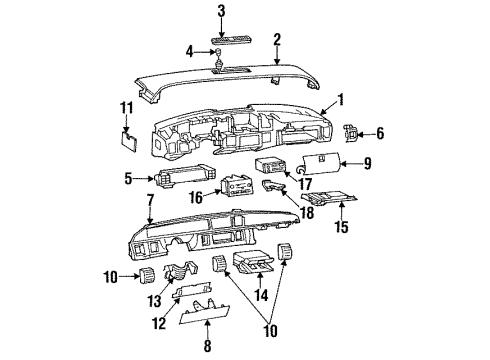 1992 Buick Roadmaster A/C & Heater Control Units Control Asm, Heater & A/C (Remanufacture) Diagram for 16152159
