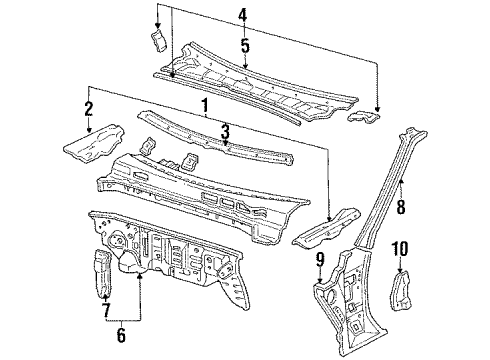 1986 Honda Accord Cowl Dashboard (Lower) Diagram for 61500-SE0-A10ZZ