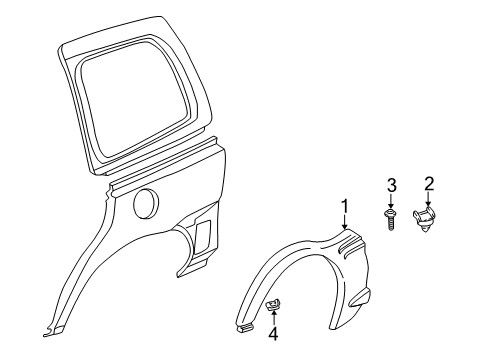 1998 Pontiac Trans Sport Exterior Trim - Side Panel Wheel Opening Molding Diagram for 12453313