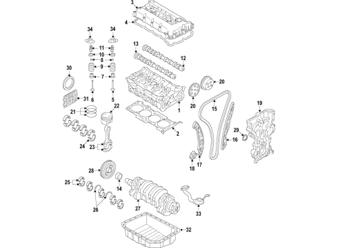 2019 Hyundai Ioniq Engine Parts, Mounts, Cylinder Head & Valves, Camshaft & Timing, Variable Valve Timing, Oil Cooler, Oil Pan, Oil Pump, Crankshaft & Bearings, Pistons, Rings & Bearings Camshaft Assembly-Exhaust Diagram for 24200-03170