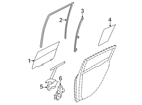 2015 Nissan Leaf Rear Door Glass Rear Corner R Diagram for 82220-3NF1A