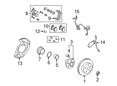 2007 Toyota Highlander Front Brakes Caliper Overhaul Kit Diagram for 04479-48040