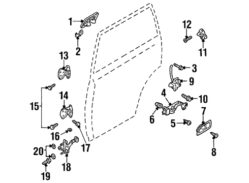 2003 Isuzu Axiom Rear Door - Lock & Hardware Hinge, Rear Door (Driver Side Lower/R. Upper) Diagram for 8-97147-595-3