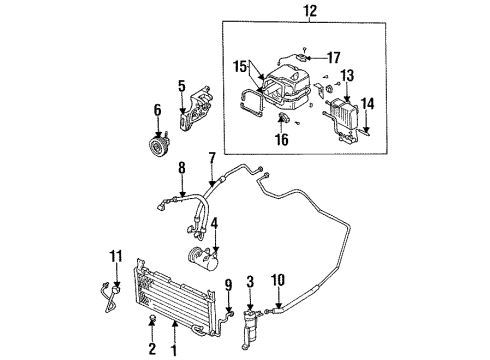 1990 Nissan Sentra Air Conditioner Evaporator Assy-Cooler Diagram for 27280-89E01
